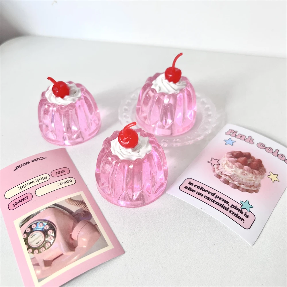 Korean Cute 3D Clear Cherry Pudding Grip Tok Griptok Phone Holder For iPhone Samsung Girl Bracket Finger Ring Support Stand