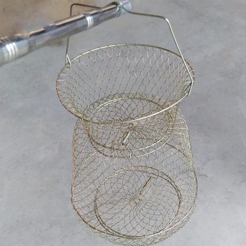 

Durable Metal Fishing Cage Strong Fish Guard Basket Portable Mesh Net Easy to Use for Squid Shrimp Crab Fish Basket