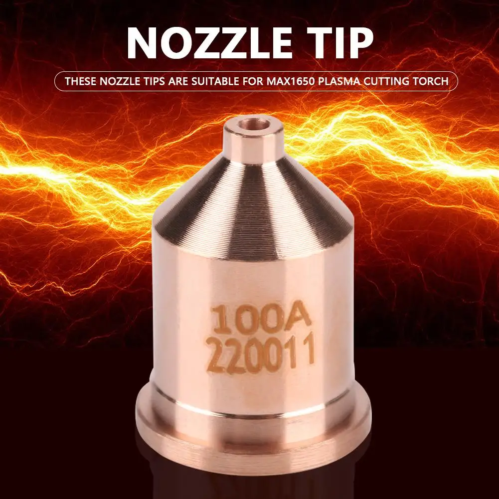 

5 Pcs 220011 Nozzle Tip 100A, Plasma Cutter Torch Consumables Tips, Cutting Torch Nozzle Tips Electrode Kits