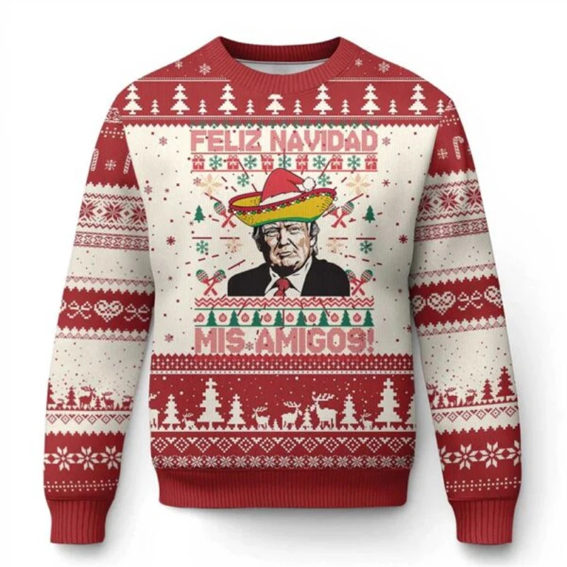 3D Printed Donald Trump Christmas Sweatshirt Fashion New Unisex Sweater America Men Pullover Ugly Xmas Pullover Female Male Tops