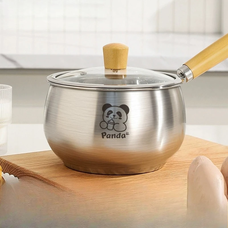 

Food grade thickened stainless steel milk pot, baby food pot, boiled instant noodles for one person, non stick small pot