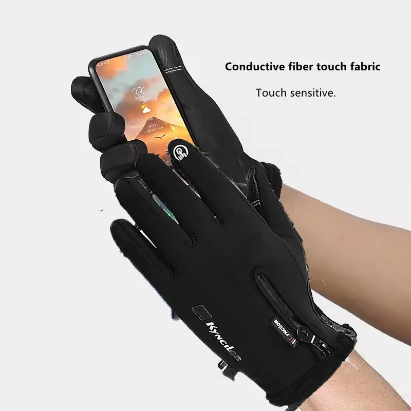 

Kyncilor Motorcycle Gloves Full Finger Winter Warm Windproof Anti-stick Waterproof Bicycle Touch Screen Hiking Climbing Glove