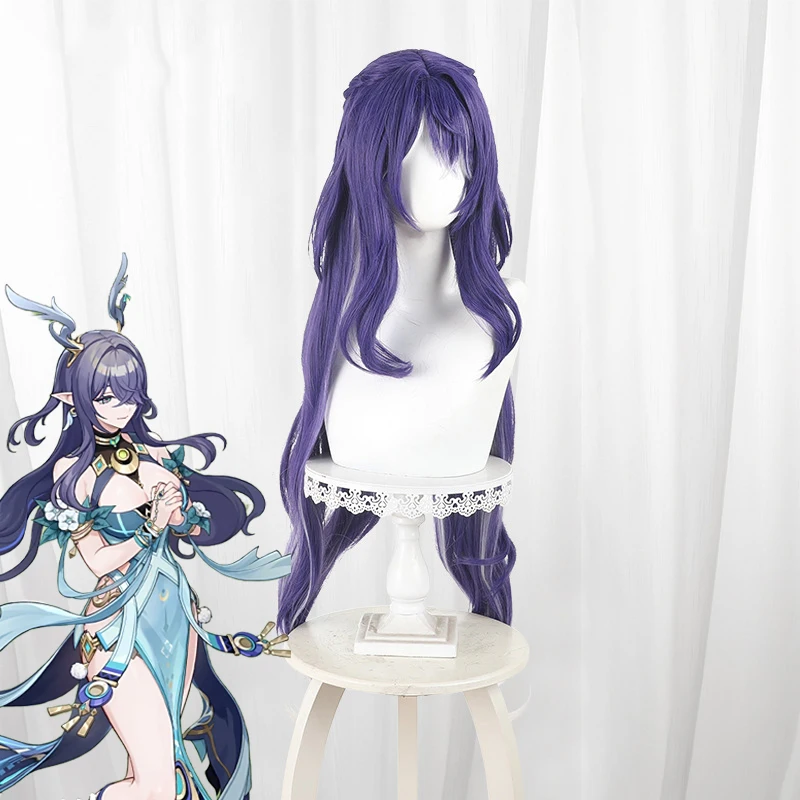 

Игра Genshin Impact Lauma Косплей Парик Женщины Лолита Фиолетовый Длинные Вьющиеся Волосы Термостойкие Синтетические Парики Хэллоуин Опора