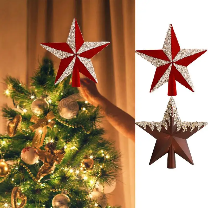 20 cm Glitter Weihnachtsbaum Topper fünfzackigen Stern Dekor für Zuhause Weihnachtsbaum Ornamente Navidad Neujahr 2025 Natal Noel