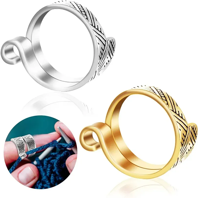 Knitting Loop Adjustable Open Ring Webbing Jewelry Crochet Wool Knitting Finger Wear Thimble Yarn Guide Tools Sewing Accessory