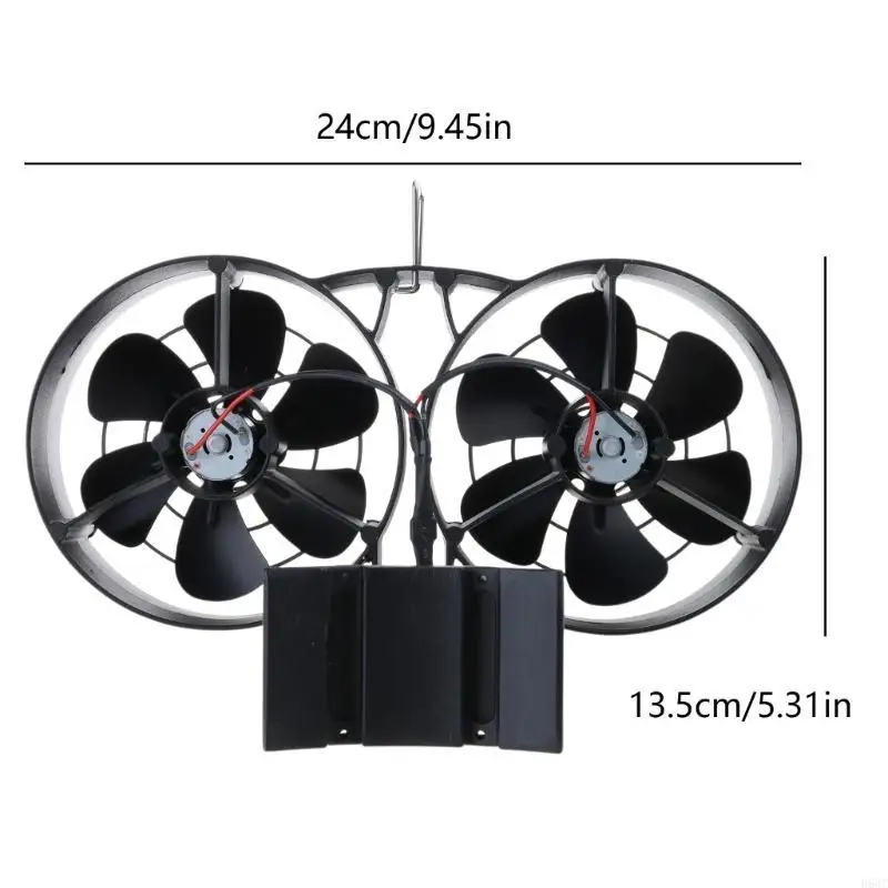 Ventilateur poêle à chaleur H58C, ventilateur cheminée à Double tête avec couvercle Distribution efficace