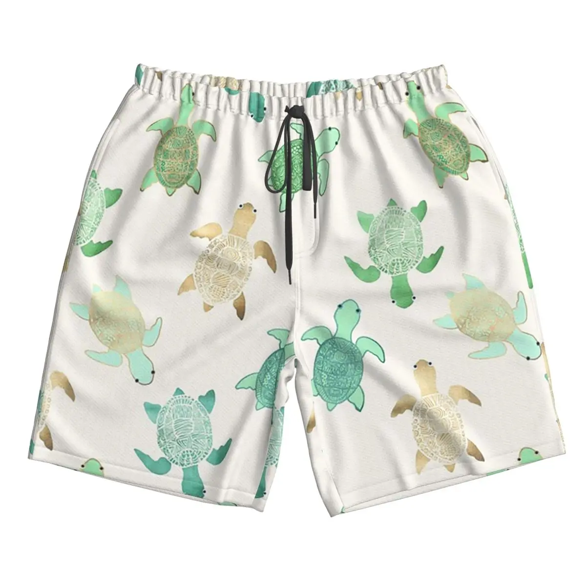 

Gilded Jade & Mint Turtles Trunks Beach Board Shorts Casual Quick Dry Swimming Summer Men Pants