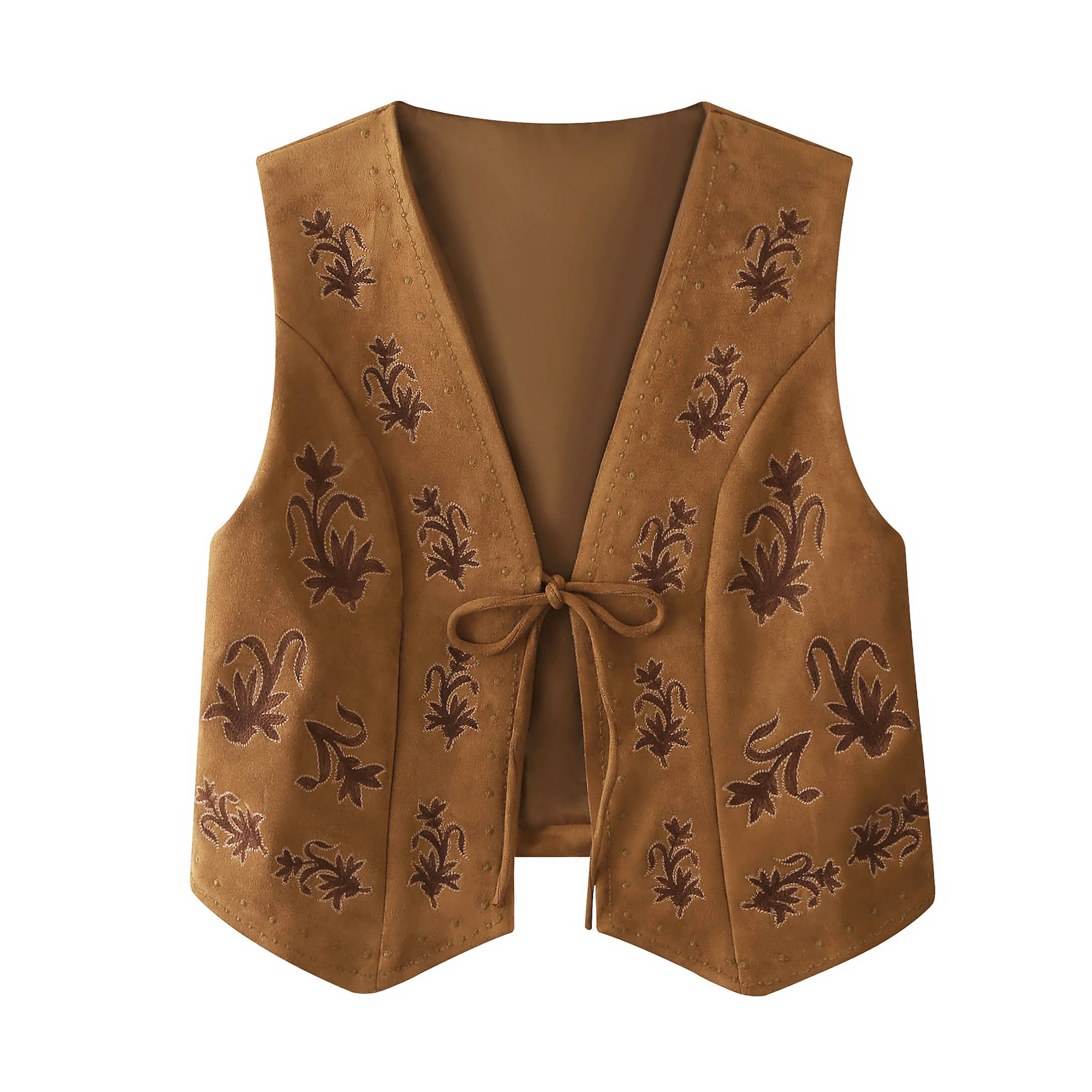 n المطرزة الغزلان الجلد المخملية سترة المرأة ربيع الخريف V-ne مربوط التخسيس طبقات أعلى عطلة Sle العصرية #5