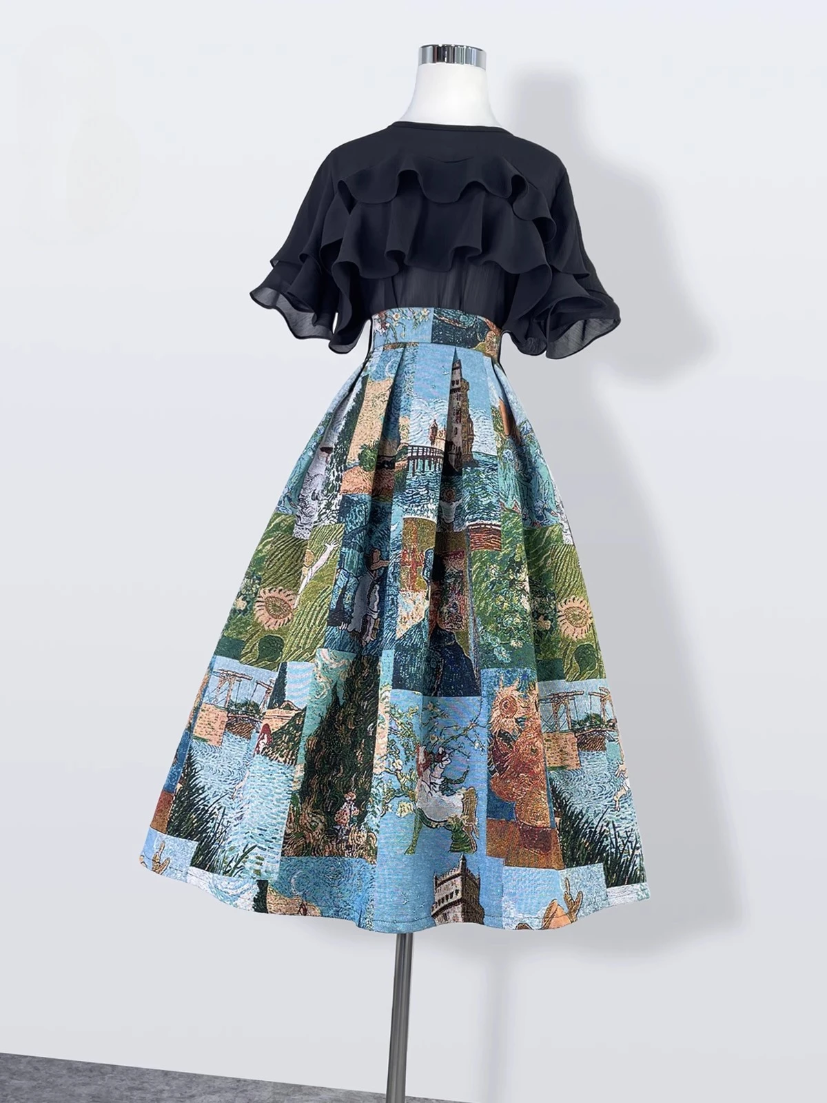 

Новая женская полуюбка на осень и зиму, модный темперамент, стиль масляной живописи, французская пышная юбка