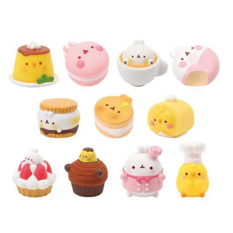 TOMY X Molangs 4th Edition Action Figures Toys Mo-Langs Chicken Chef Dessert Series Anime Figures Dolls Kids Gifts