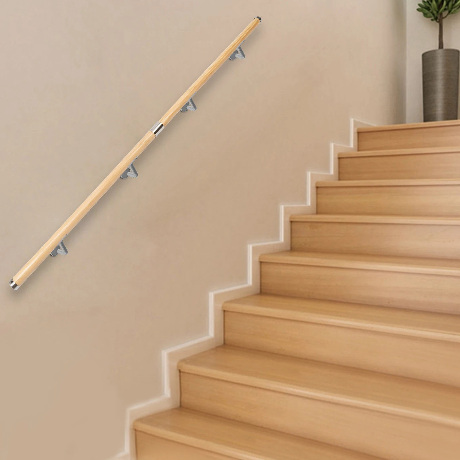 2 متر خشب متين درابزين درج داخلي 6.6FT خشبي حديث أصفر اللون PVC درابزين الدرج مع 4 قطعة بين قوسين السكك الحديدية