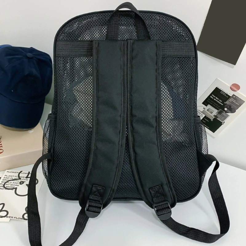 Practical See Through Mesh Backpack for Students and Breathable School Bag Aesthetic Rucksack Casual Daypack