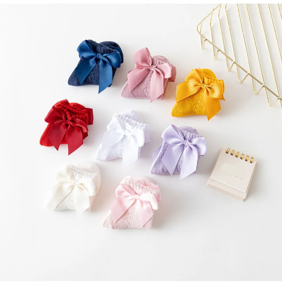 

Little Girls Spring And Summer Bow Mesh Lolita Style Thin Floral Stylish Soft Comfortable Breathable Socks Princess Dress Socks