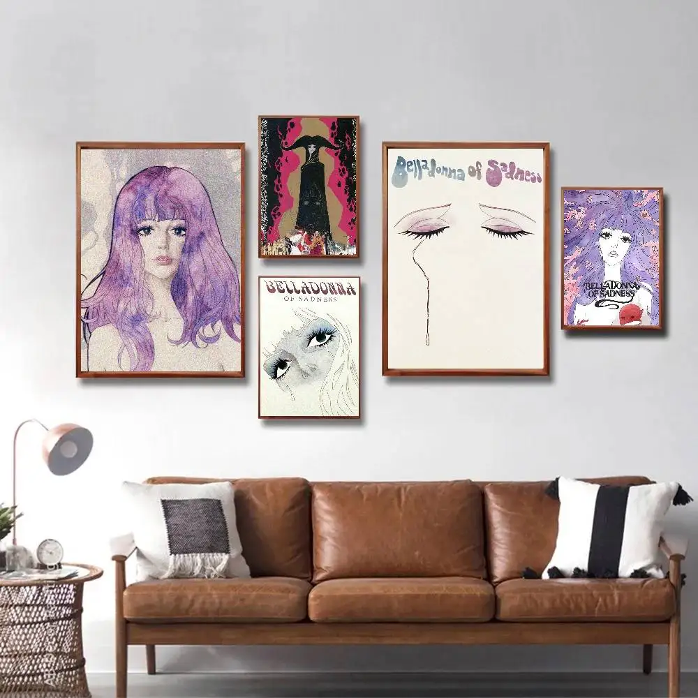 Póster de película Belladonna Of Sadness Gallery, impresiones autoadhesivas para decoración del hogar, calcomanías de pared, pegatina para el salón