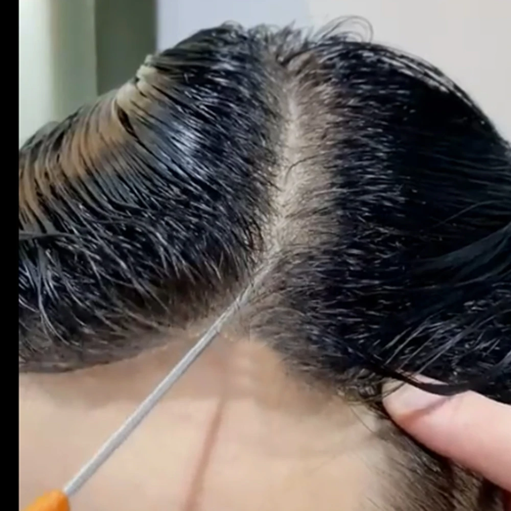 

Natural Hairline 0.02mm Super Thin Skin 80-90%Density Invisible Men Toupee Light Brown Grey 1B40 Human Hair Capillary Prosthesis