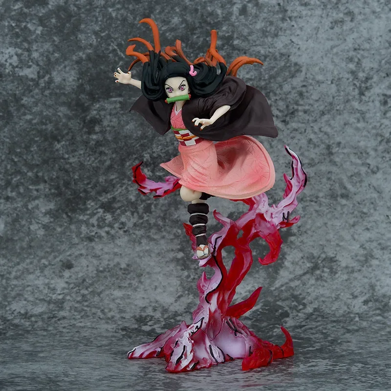 Demon Slayer Anime Action Figure, Kamado Nezuko, Boneca Personagem dos desenhos animados, Modelo PVC, Decoração Desktop, Brinquedos Estátua Colecionáveis, 23cm