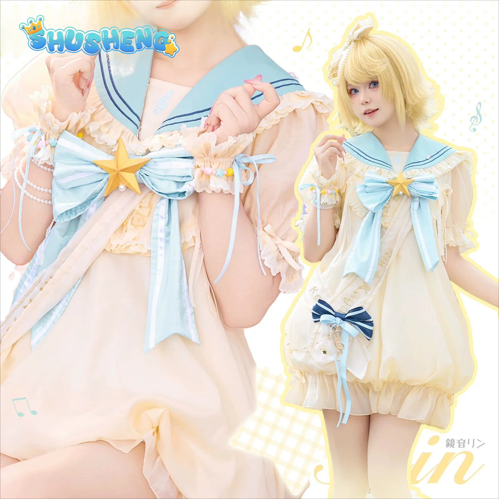 

Rin Len Uniform Outfits Anime Miku Cosplay Costume New Sailor Dress Cos women dress everyday people Lolita uniform Halloween JK