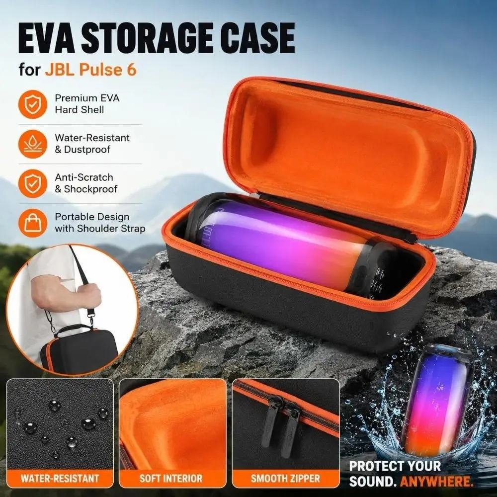Hard Shell Speaker Storage Box with shoulder strap Shockproof Travel Carrying Case Dustproof EVA Protective Bag for JBL Pulse 6