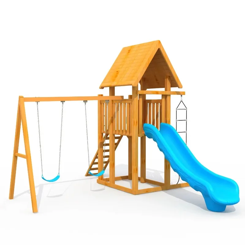 Kids Playground Outdoor Playhouse Wooden Kids Outdoor Wood Slide