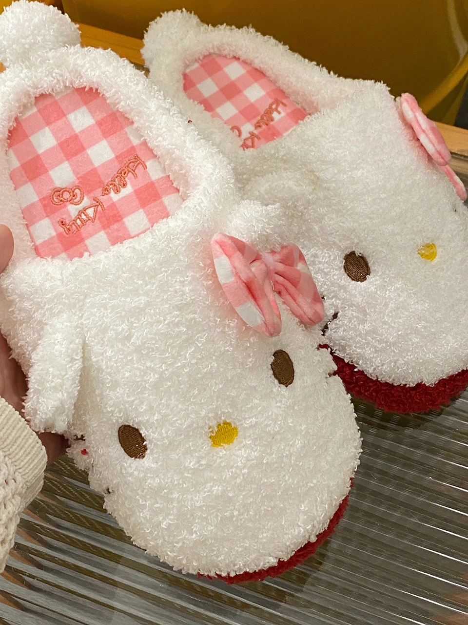 Cartoon Hello Kitty Slippers Lovely Japanese Style Indoor Shoes Sanrio Anime Girl Shoes Floor Slippers Warm Spring Autumn Flat