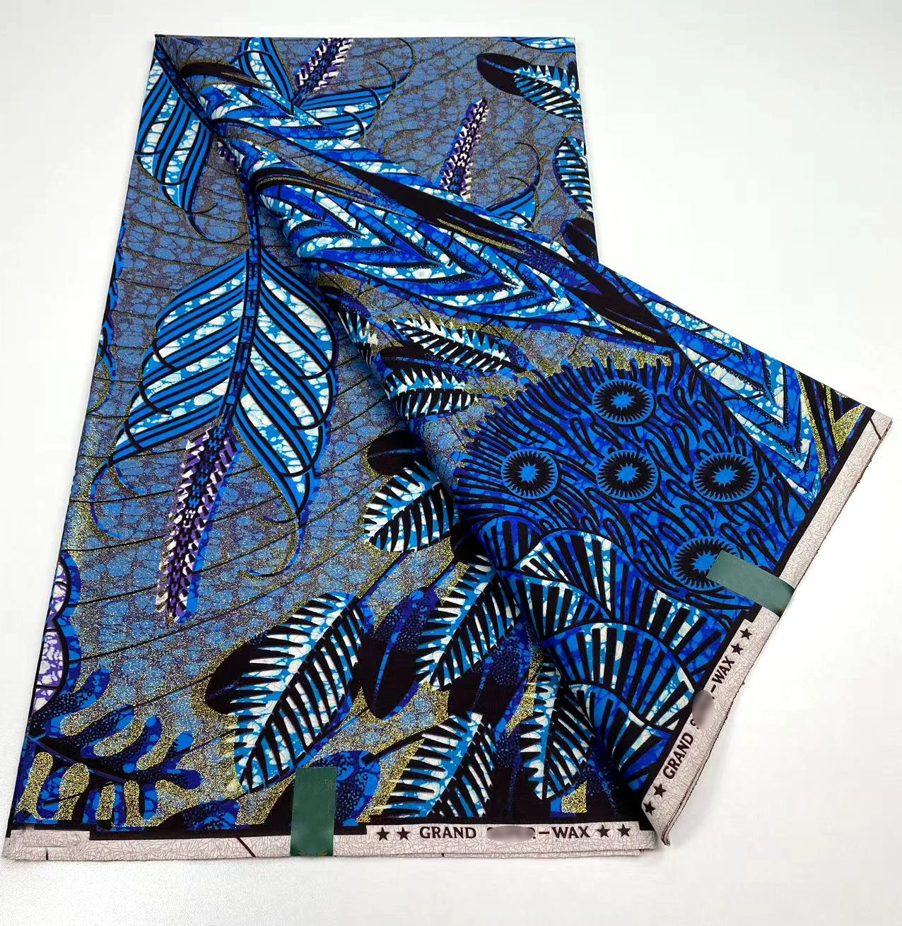 قماش شمع أنقرة حقيقي عالي الجودة لعام 2025 100% قطن 6 ياردات قماش مطبوع ذهبي نيجيري غانا لفستان الحفلات النسائية #6