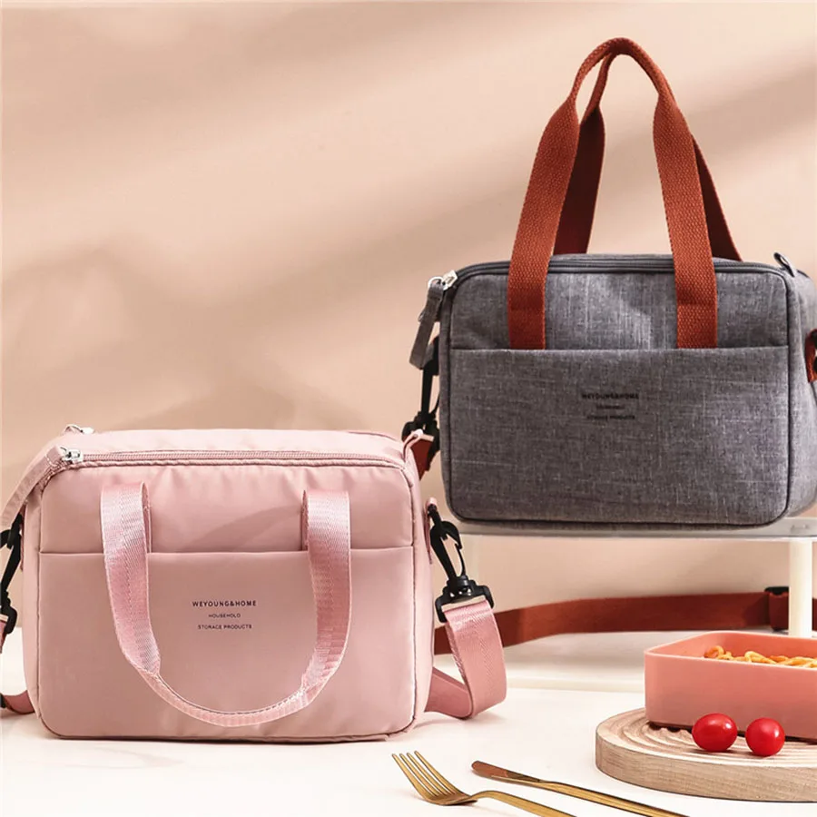 

Portable Lunch Bag For Thermal Insulated Lunch Box Tote Cooler Handbag Waterproof Bento Pouch Office Food Shoulder Bags