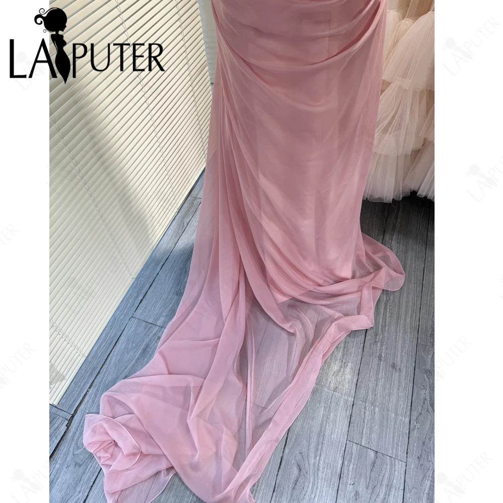 الوردي فساتين حفلة موسيقية حورية البحر الرسن Ruched صد ثوب مسائي الوردي 3D الزهور الجنية الفتيات لطيف اللباس الرسمي