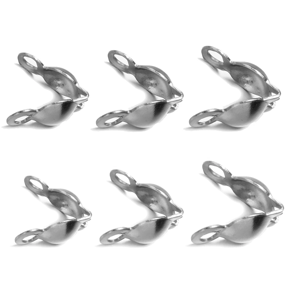 500pcs Stainless Steel Bead Tips Calotte End Clamshell Knot Cover Chain Cap Crimp Clasp for DIY Necklace Bracelet Jewelry Making