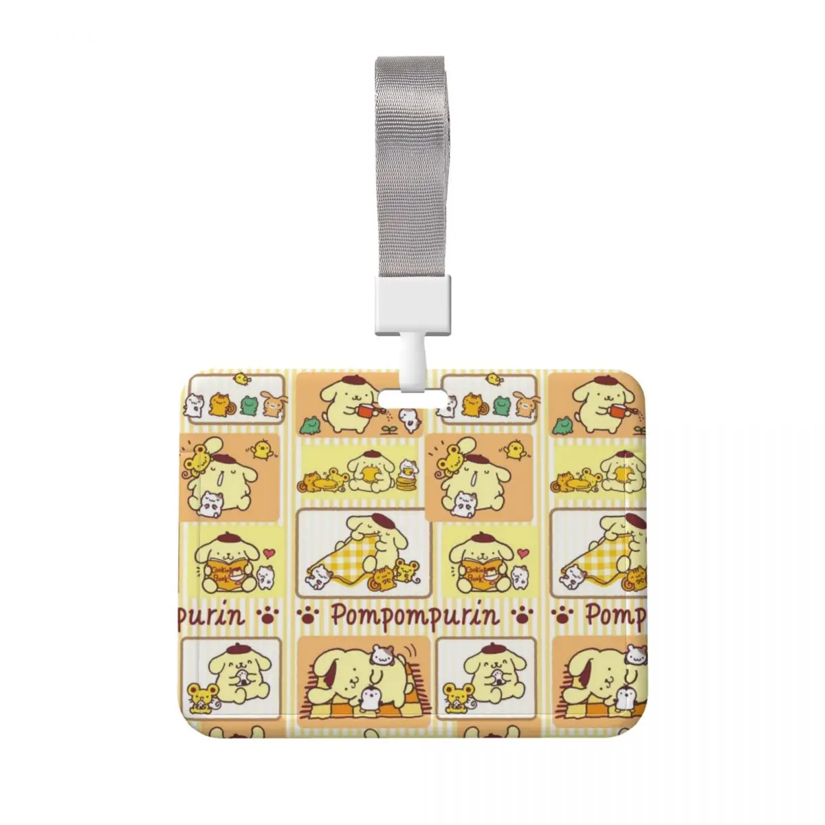 Custom Cartoon Anime Pom Pom Purin Lanyard ID Protector Badge Card Unisex Subway Card Holders For Factories