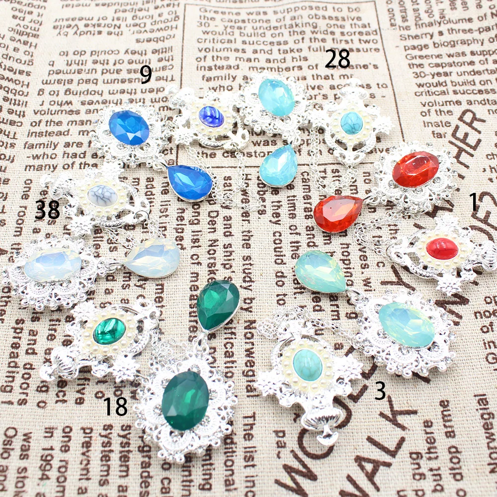 Broche de borlas vintage con cadena y gemas agrietadas, accesorio versátil para traje, abrigo o flor de solapa, 2 piezas/lote