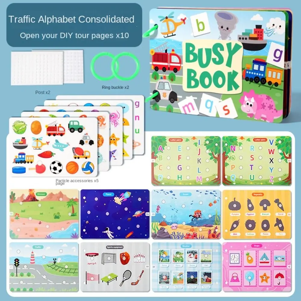 Handmade Montessori Quiet Busy Book Paper Cartoon Quiet Stickers Book Hand Ledger Repeated Pasting DIY Busy Book Toddlers