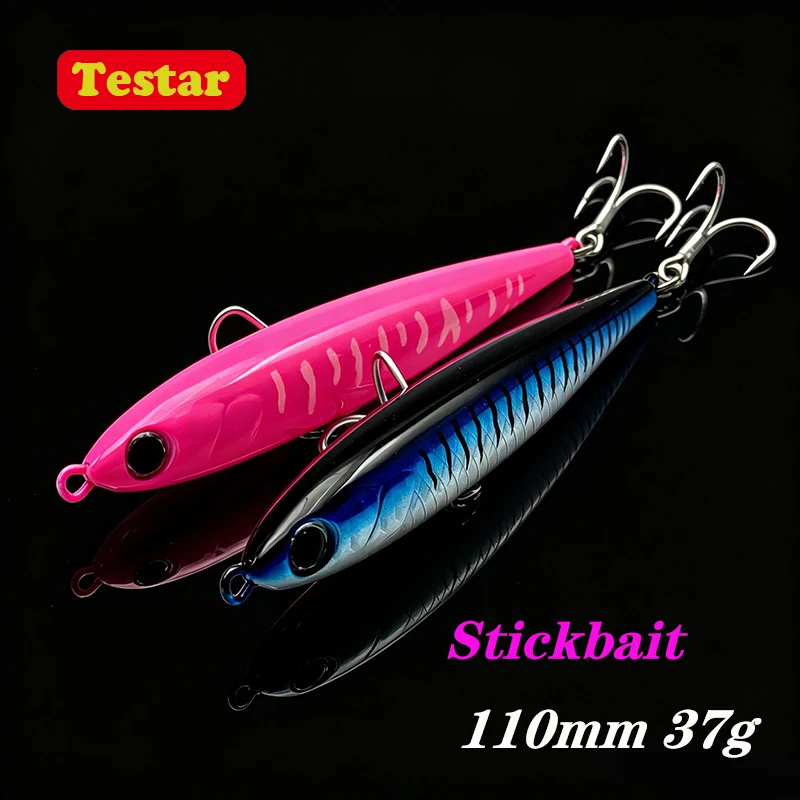 Isca Artificial Testar 110mm 37g Heavy Sinking Pencil Bait UV Casting Sinking Stickbait 110S Wobbles Japan Laser Bait para Pesca de Robalo