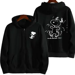 Snoopy Cartoon Anime Women Zip Up Hoodie Jacket Spring Autumn 2024 New Fashion Men Sweatshirt Couple Oversized Clothes Coats