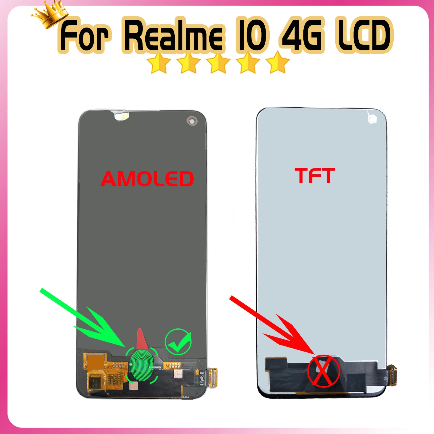 6.4" AMOLED For Oppo Realme 10 RMX3630 LCD Display Screen Touch Assembly FOR Realme 10 4G Display Panel Digitizer NO/With frame image 4