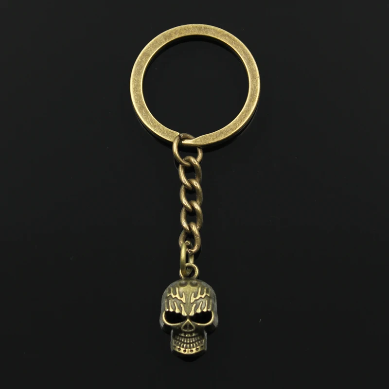 New Fashion Keychain 21x13mm Skeleton Head Skull Pendants DIY Men Jewelry Car Key Chain Ring Holder Souvenir For Gift