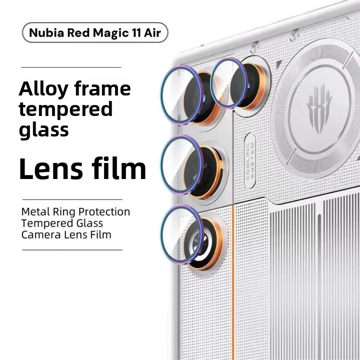 

1 комплект металлических защитных рамок для объектива для ZTE Nubia Red Magic 11 Air, пленка для полного покрытия объектива, стеклянные линзы RedMagic с высокой прозрачностью