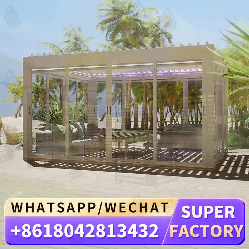 

Motorized Outdoor Patio Screen Sun Shade Blinds Ziptrack Style Weather Resistant Clear PVC Metal for Balcony Garden Porch Louver