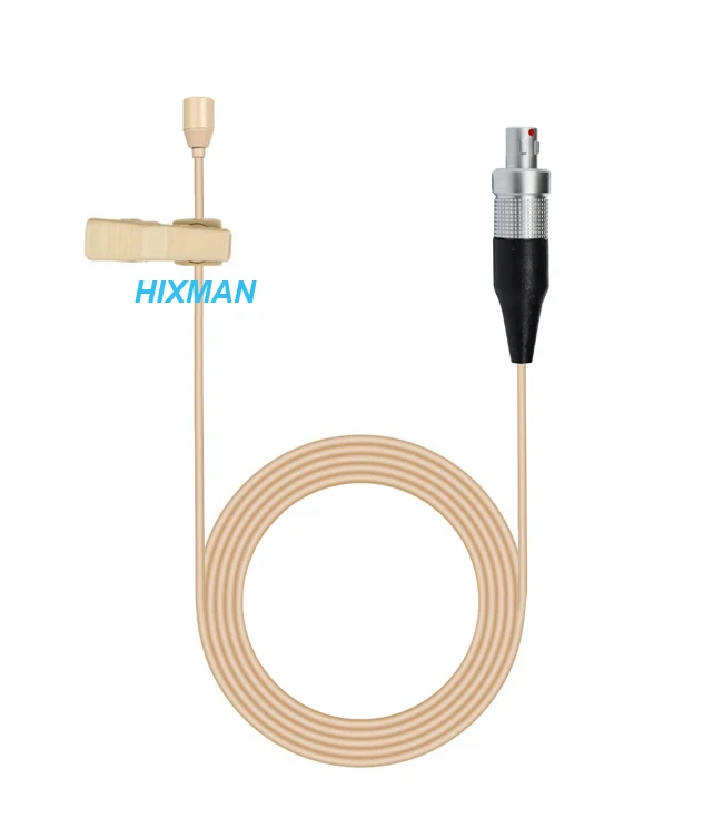 HIXMAN Beige LM2-S3 Omni Lav Lavalier Lapel Condenser Microphone For Sennheiser Shure Wisycom Zaxcom Lectrosonics Wireless Set