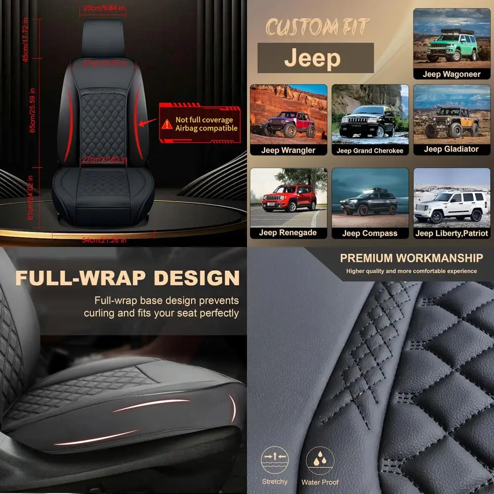 

Чехлы на передние автомобильные сиденья для Jeep, кожаные водонепроницаемые защитные чехлы для сидений на заказ Jeep Wrangler Grand Cherokee Gladiator Renegade Comp