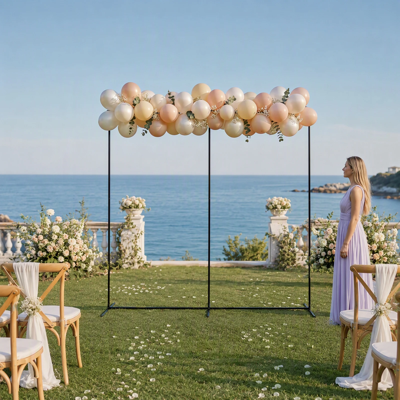 DIY Wedding Backdrop Support Frame Black Iron Rectangular Stand Stable Anti-Tip Base, Easy Clean, For Wedding Birthday Graduation Banquet Shop Opening Photo Booth Decor