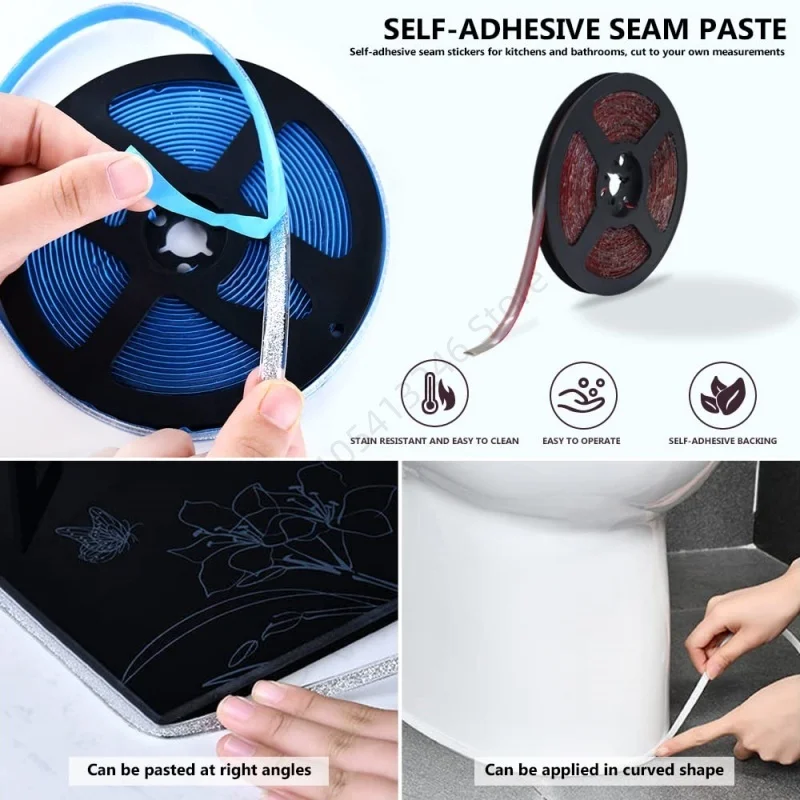 6M Self Adhesive Living Room Seam Stickers Fouling Anti Mold Sink Edge Sealing Lines for Kitchen Stove Toilet Ceiling Wall Lines view 5