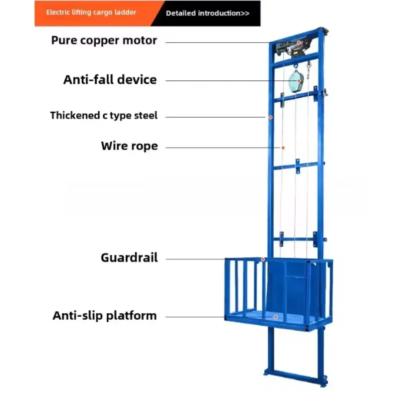 Грузовой подъемник Rail-типа Монораль Гидравлическая платформа Складская мастерская Небольшой домашний лифт Настраиваемый