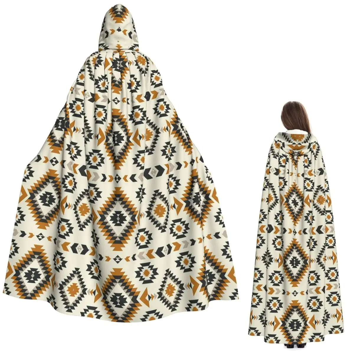 

Tribal Navajo Aztec Ethnic Hipster Print Long Hooded Cloak Witch Medieval Costume Cosplay Cape HalloweenVampire Adult Unisex