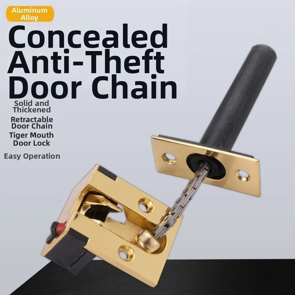 

Anti-theft Door Chain Lock Aluminum Alloy Retractable Chain Hidden Safety Chain Durable Heavy Duty Concealed Door Bolt