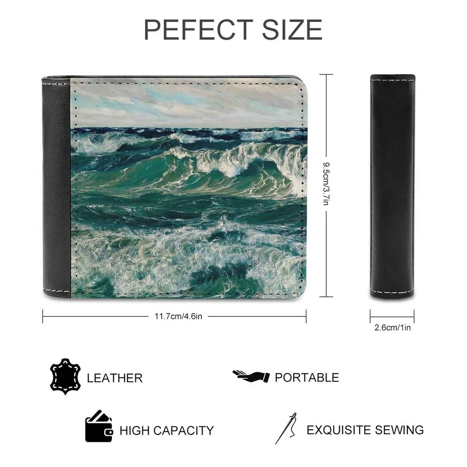 The North Sea By Patrick Von Kalckreuth New Men Wallets Pu Leather Men Purse High Quality Male Wallet Sea Waves Ocean Waters