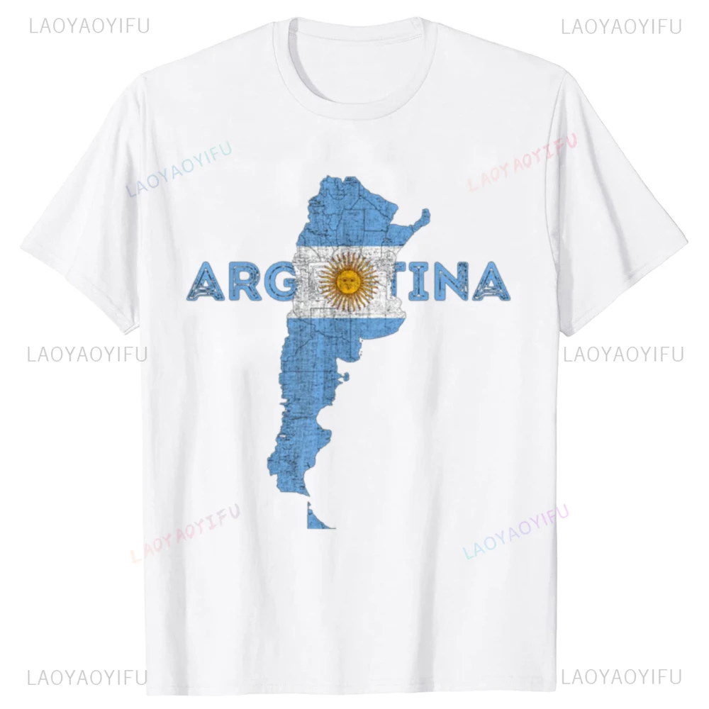 Hot Sale Argentinian Map Flag Souvenir Print Tshirt Argentina Vintage Graphic Men Casual T-shirt Hip Hop Short Sleeve T Shirts