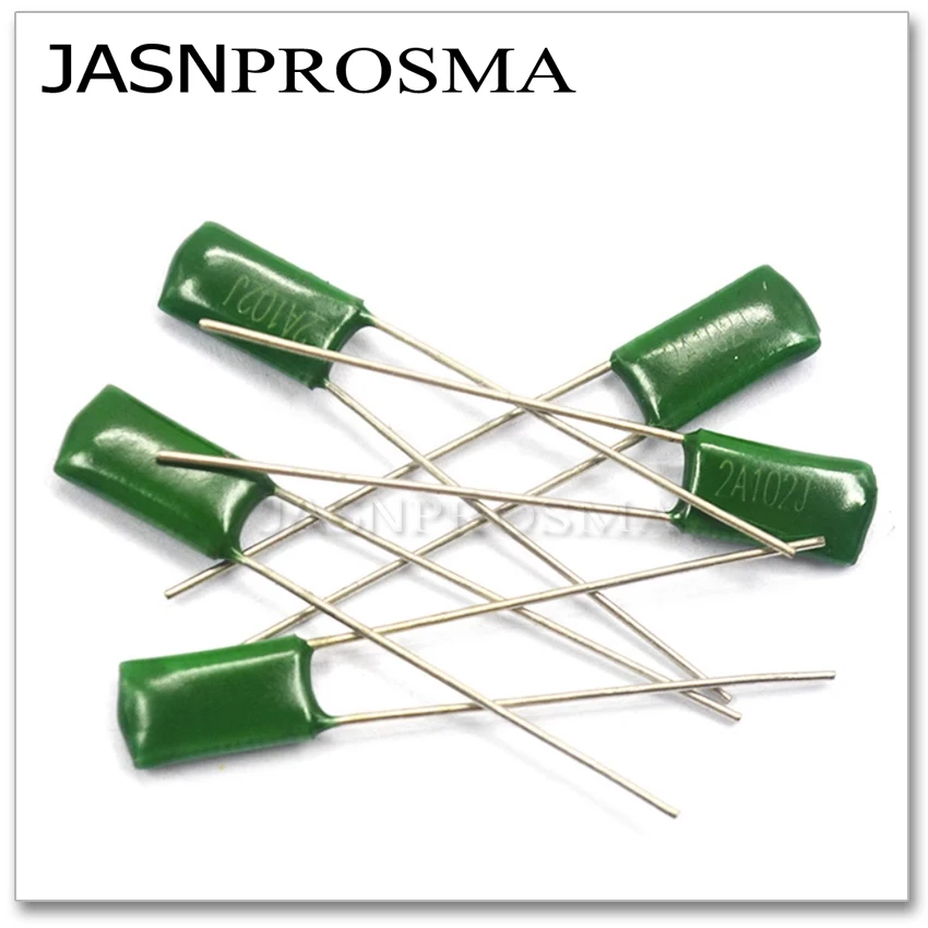 JASNPROSMA 1000PCS 100V 2A821J 2A102J 2A122J 2A152J 2A182J 1NF 1.5NF 1.8NF 102J 122J 182J 2A 5% Polyester poly Film capacitor