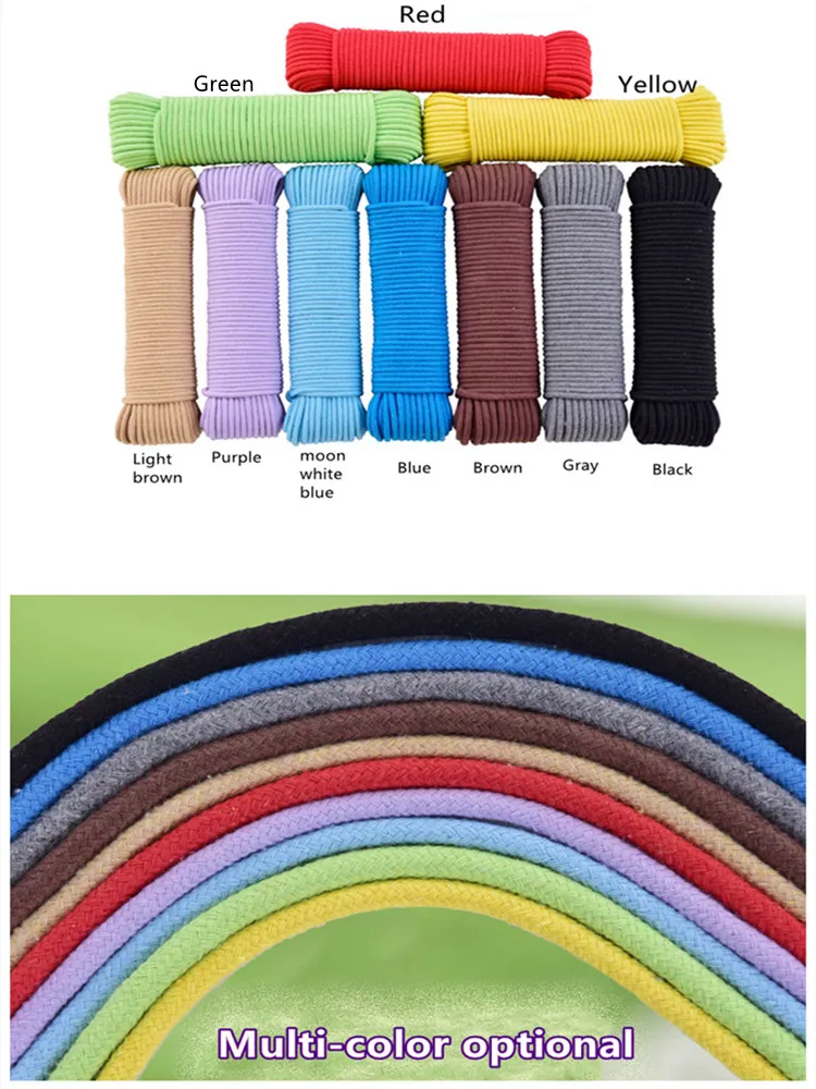 Colored Core-Spun Cotton Rope Bundled, Hand-Decorated Thread, DIY Woven Cotton Rope, Bundled Packaging Curtain Rope