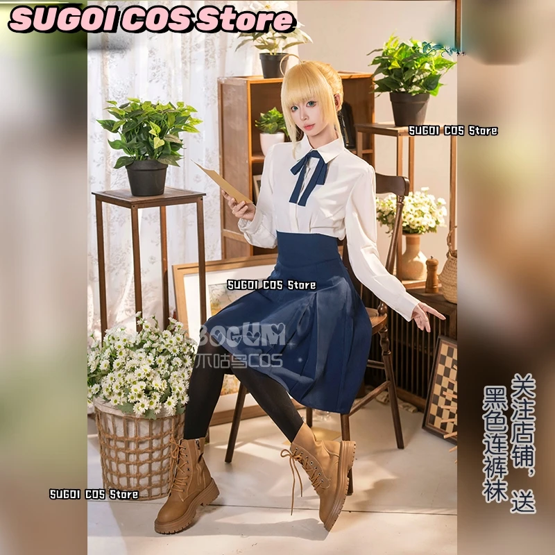 مصير/البقاء ليلة أرتوريا بيندراجون صابر زي مدرسي ملابس فساتين جياكي اليابانية ألعاب أنيمي لعب الأدوار شعر مستعار حذاء الدعامة الدعاوى