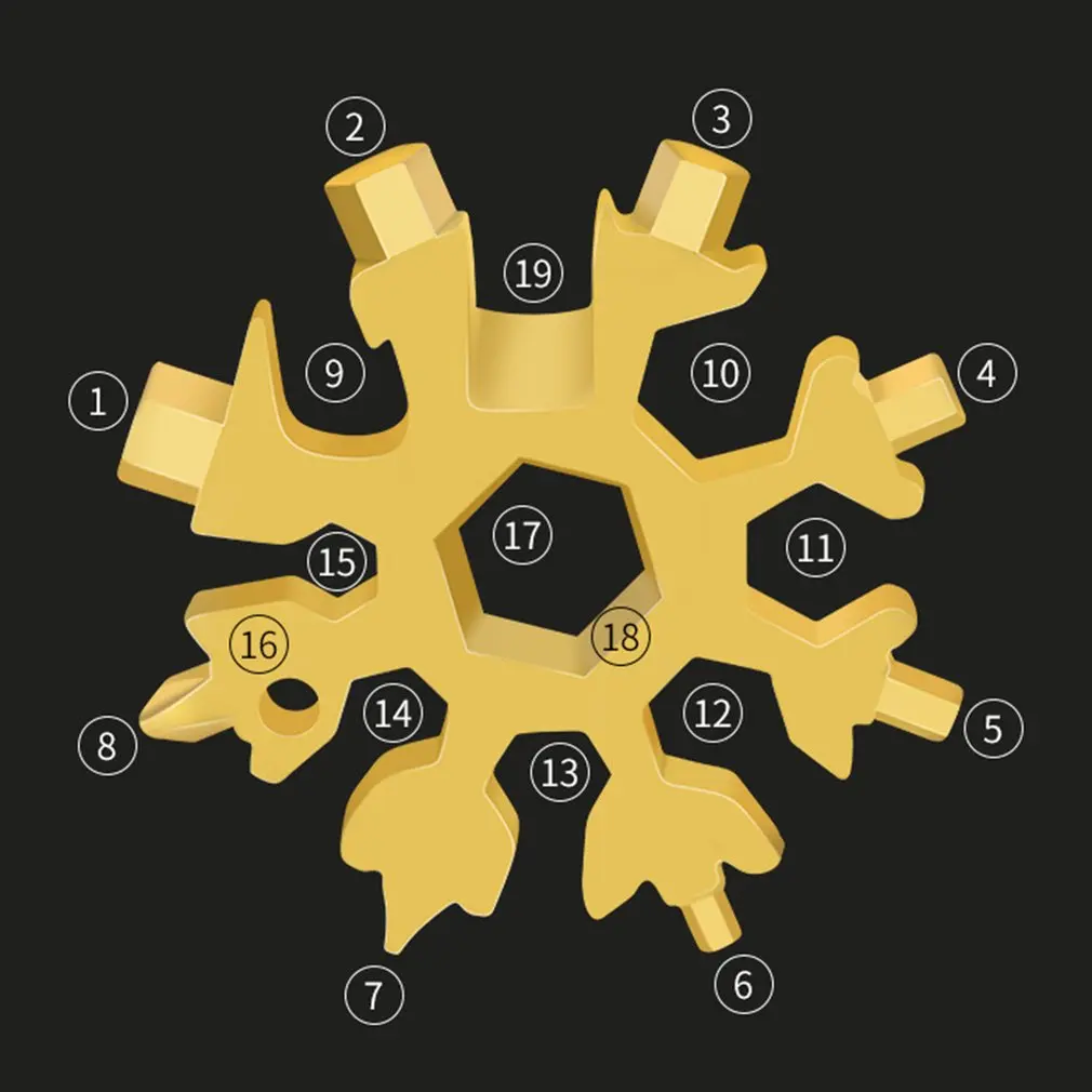 Multifunctionele 18-In-1 Sneeuwvlok Multi-Pocket Gereedschap Sleutelhanger Sleutelhanger Moersleutel Inbussleutel Gereedschap Handgereedschap